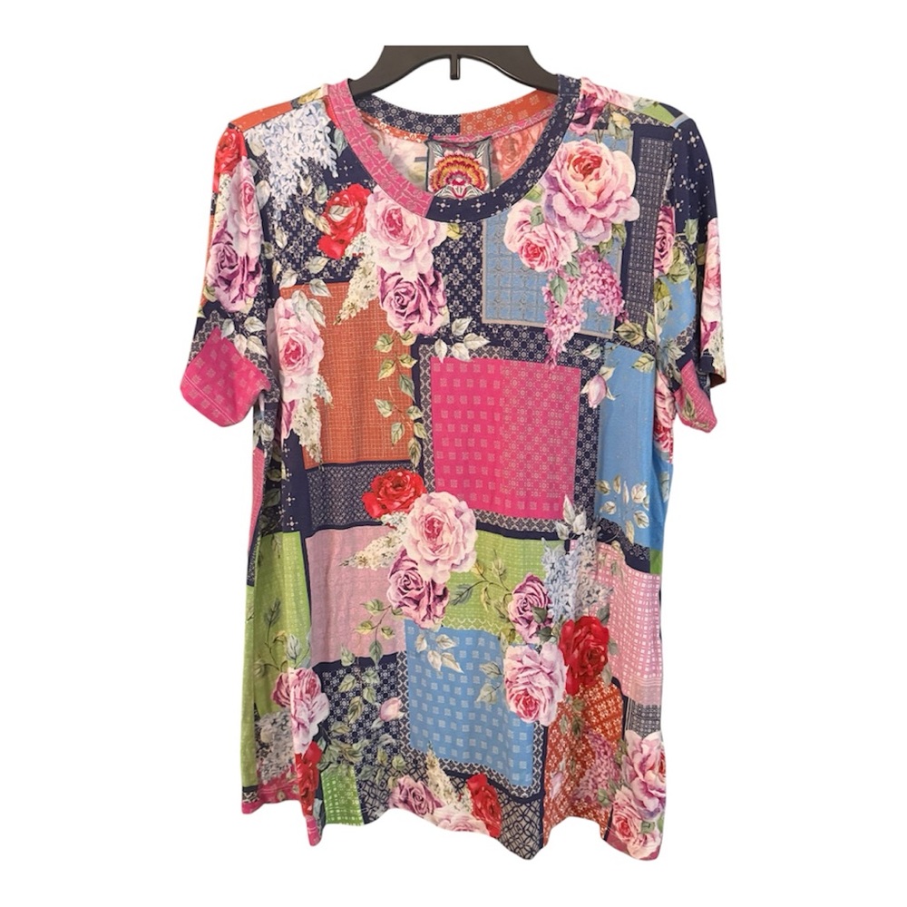 Johnny Was Rose Patch Swing Favorite Short Sleeve T-Shirt Large